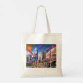 Cleveland Skyline Abstracte kunst Tote Bag (Achterkant)