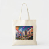 Cleveland Skyline Abstracte kunst Tote Bag (Voorkant)