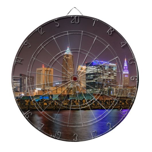 Cleveland Skyline bij nacht Dartbord (Voorkant)