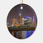 Cleveland Skyline bij nacht Keramisch Ornament (Links)