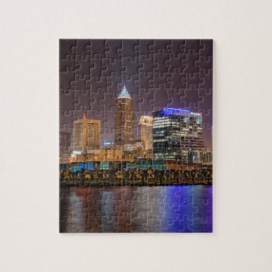 Cleveland Skyline bij nacht Legpuzzel (Verticaal)