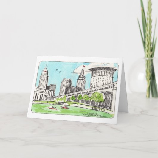 Cleveland Skyline Folded Notecard Kaart (Voorkant)