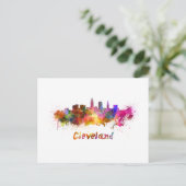 Cleveland skyline in waterverf briefkaart (Staand voorkant)