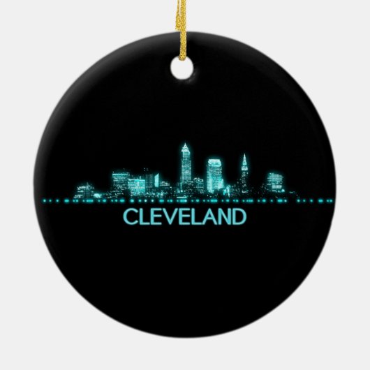 Cleveland Skyline Keramisch Ornament (Achterkant)