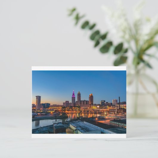 Cleveland Skyline op Sunset Briefkaart (Staand voorkant)