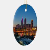 Cleveland Skyline op Sunset Keramisch Ornament (Rechts)