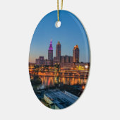 Cleveland Skyline op Sunset Keramisch Ornament (Links)