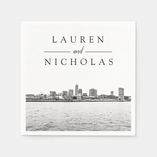 Cleveland Skyline Personalized Wedding Napkins Servet (Voorkant)