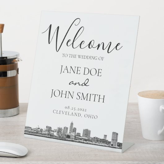 Cleveland Skyline Reclamebord Met Voetstuk (Insitu)