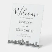 Cleveland Skyline Reclamebord Met Voetstuk (Voorkant)