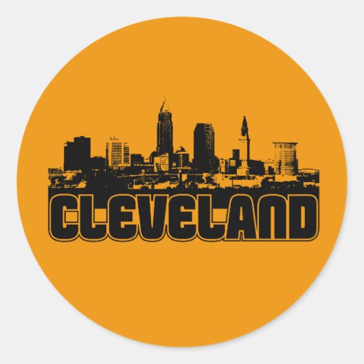 Cleveland Skyline Ronde Sticker (Voorkant)