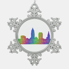 Cleveland skyline tin sneeuwvlok ornament