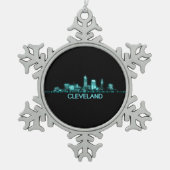 Cleveland Skyline Tin Sneeuwvlok Ornament (Voorkant)