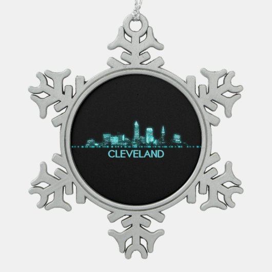 Cleveland Skyline Tin Sneeuwvlok Ornament (Voorkant)
