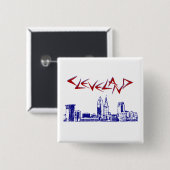 Cleveland Skyline Vierkante Button 5,1 Cm (Voorkant /achterkant)