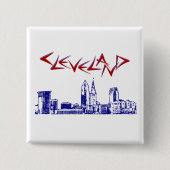 Cleveland Skyline Vierkante Button 5,1 Cm (Voorkant)