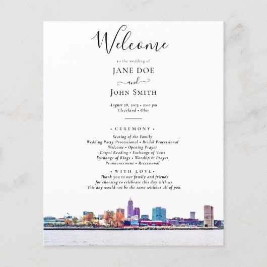 Cleveland Skyline Wedding Program Flyer (Voorkant)