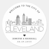 Cleveland Skyline | Welkomstbericht voor bruiloft Ronde Sticker (Voorkant)