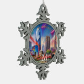 Cleveland Snowflake Pewter Kerstversiering Tin Sneeuwvlok Ornament (Links)