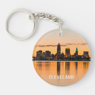 Cleveland stad Ohio zonsondergang skyline rivierla Sleutelhanger