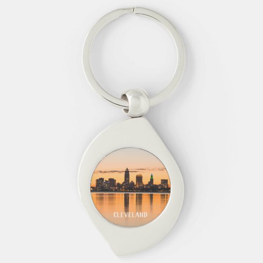 Cleveland stad Ohio zonsondergang skyline rivierla Sleutelhanger (Voorkant)