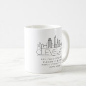 Cleveland Stylized Skyline | Aangepaste slogan Koffiemok (Voorkant rechts)