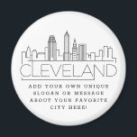Cleveland ThMED | Aangepast stadsbericht of slogan Magneet<br><div class="desc">Een unieke magneetgunst die de prachtige stad Cleveland in Ohio vertegenwoordigt. Deze sleutelhanger bevat een gestileerde illustratie van de unieke skyline van de stad met de naam eronder. Onder de stadsnaam bevindt zich een plek voor je unieke slogan of verklaring over je favoriete stad.</div>
