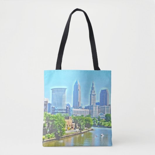 Cleveland (Uitzicht van de rivier) Canvas tas met  (Voorkant)