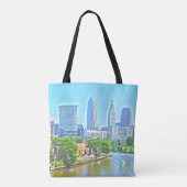 Cleveland (Uitzicht van de rivier) Canvas tas met  (Achterkant)