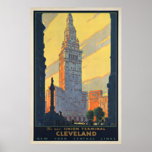 Cleveland Union Terminal - Vintage Reisposter Poster