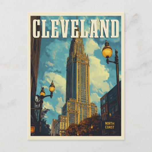 Cleveland Vintage Travel Briefkaart (Voorkant)
