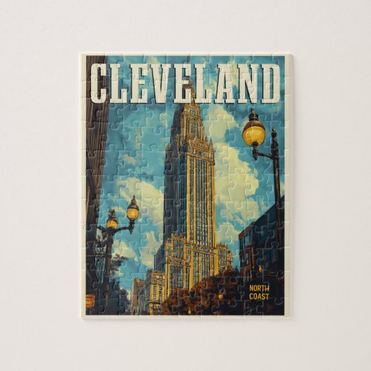 Cleveland Vintage Travel Legpuzzel (Verticaal)
