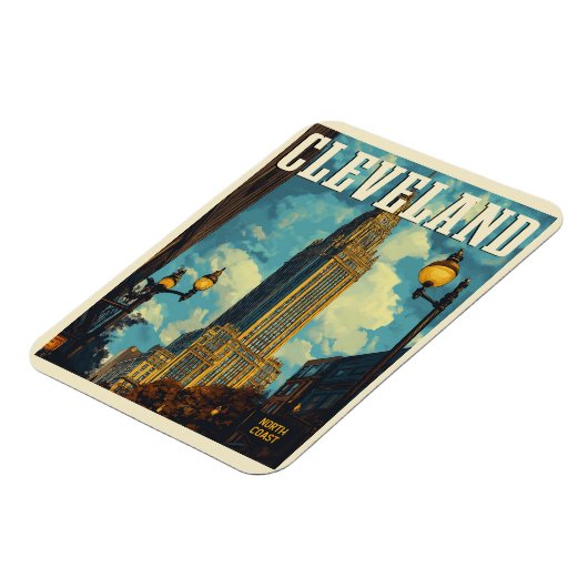 Cleveland Vintage Travel Magneet (Linkerzijde)