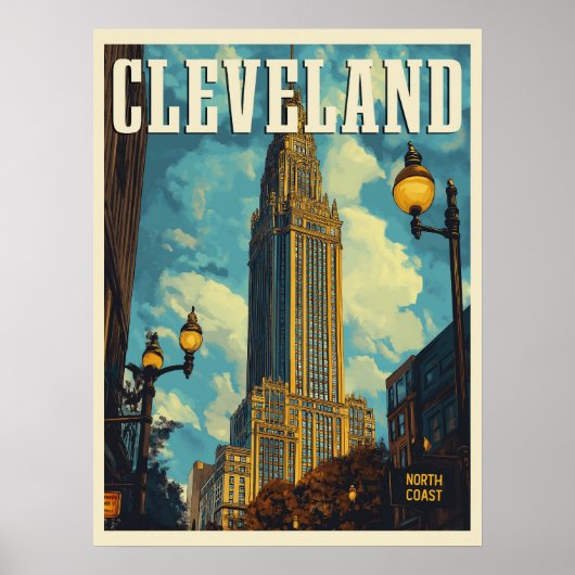 Cleveland Vintage Travel Poster (Voorkant)