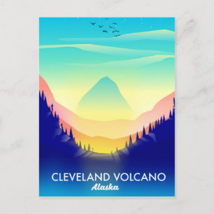 Cleveland Vulkaan Alaska reisposter Briefkaart
