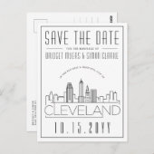 Cleveland Wedding | Gestileerde skyline De datum o Briefkaart (Voorkant / Achterkant)
