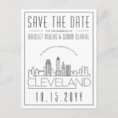 Cleveland Wedding | Gestileerde skyline De datum o Briefkaart (Voorkant)
