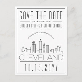 Cleveland Wedding | Gestileerde skyline De datum o Briefkaart