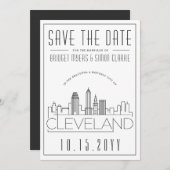 Cleveland Wedding | Gestileerde skyline De datum o Kaart (Voorkant / Achterkant)