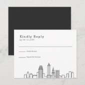 Cleveland Wedding | Gestileerde Skyline RSVP Kaartje (Voorkant / Achterkant)