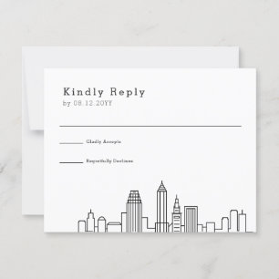 Cleveland Wedding   Gestileerde Skyline RSVP Kaartje