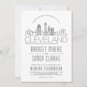 Cleveland Wedding | gestileerde skyline-uitnodigin Kaart (Voorkant)