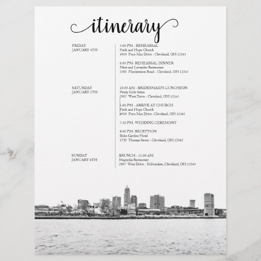 Cleveland Wedding Weekend Welkomstroute (Achterkant)