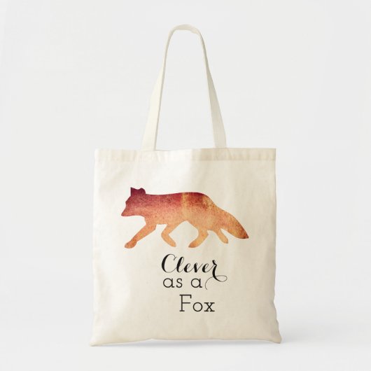 Clever als Fox Waterverf Typogaphy Tote Bag (Voorkant)