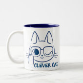 CLEVER CAT (blauw) Tweekleurige Koffiemok (Links)