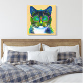 Clever Cat met Glasses Stretched Canvas Print (Insitu (Slaapkamer))