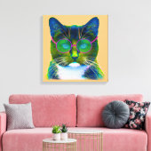 Clever Cat met Glasses Stretched Canvas Print (Insitu (Woonkamer))