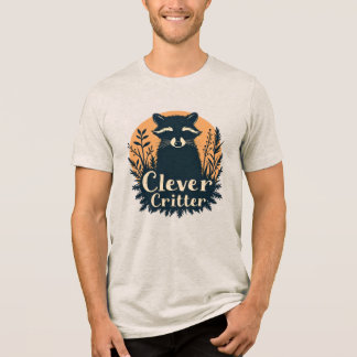 Clever Critter Raccoon Retro Vintage Graphic Art Tri-Blend Shirt