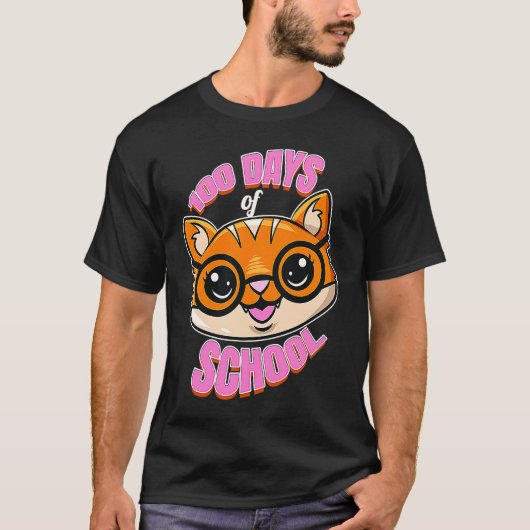 Clever Cute Kitten With Glasses For 100 Days Of Sc T-shirt (Voorkant)