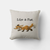 Clever Fox Cartoon - "Like a Fox" Ontwerp Kussen (Voorkant)